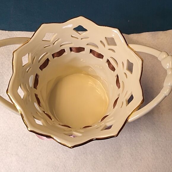 Lenox Ivory Basket with Pink Ribbon - Picture 2 of 8